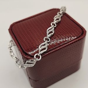 925 Silver & Diamond Pod Cage Link Tennis Bracelet.